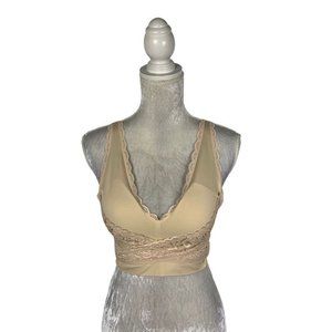 Cara Mia Crossover Bra Nude Beige Padded Lace Pullover Comfort Stretch‎ 1X
